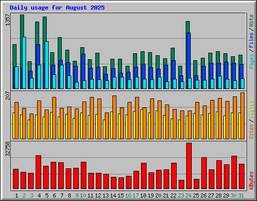 Daily usage for August 2025
